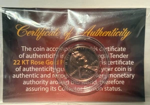 22KT Rose Gold Plated Lincoln Penny 1943 Collectors Coin SEALED - Picture 1 of 5