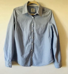 H&M Gorgeous Blue/White Pin Stripe 100% Cotton Blouse Shirt - Size 10 - Picture 1 of 7