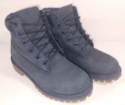 Timberland Botas de Cuero Impermeables Talla 4 Azul Nubuck Clásicas Con Cordones 3793A Foto 1 de 4