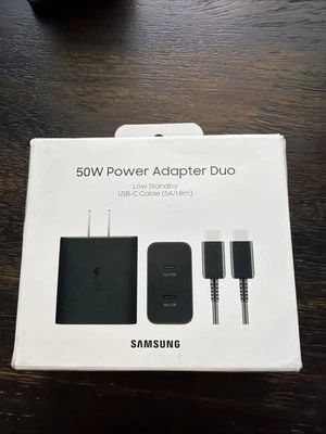 GENUINE Samsung 50W Power Adapter Duo with USB-C Cable 1.8m EP-T5020 OPEN NEW - Image 1 of 4