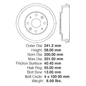 For Mazda Protege 1992-2003 iD Select 123-45018 Rear Brake Drum - Изображение 1 из 1