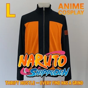 Naruto Shippuden Uzumaki Jacke Herren L Anime Cosplay Fleece Zip schwarz orange - Bild 1 von 11