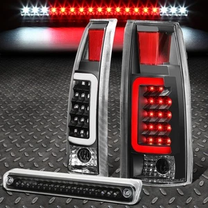 FOR 88-00 CHEVY/GMC C/K 3D LED C-BAR TAIL LIGHT+3RD THIRD BRAKE/CARGO LAMP BLACK - Picture 1 of 12