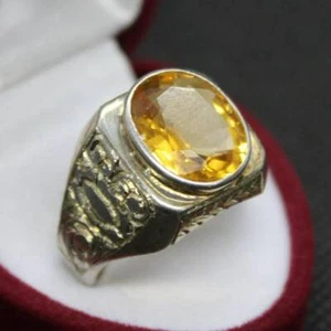 Natural Oval Shape Golden or Yellow Topaz Ring Sterling Silver 925 Handmade Ring - Picture 1 of 10