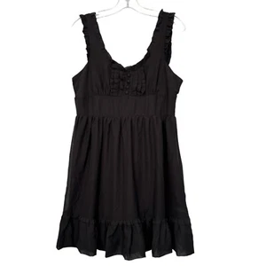 MinkPink Womens Sleeveless Chiffon Ruffle Dress Lolita Goth Black 12 - Picture 1 of 12