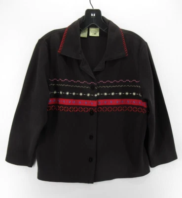 DE COLECCIÓN Suéter Lee Mujer Mediano Negro Cárdigan Cuello Tribal Azteca Occidental Foto 1 de 4