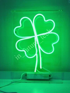 17" Clover Shamrock Acrylic Neon Sign Light Lamp Visual Beer Bar Club Glass JY - Picture 1 of 1