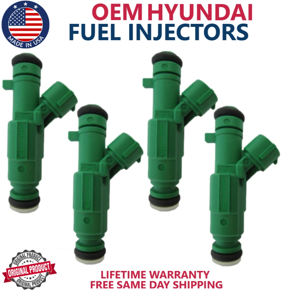GENUINE x4 HYUNDAI Fuel Injectors For 2007, 2008, 2009 2010 Kia Magentis 2.4L I4 - Image 1 of 4