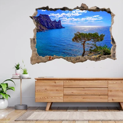 Tropical Tree On The Beach 3d Smashed View Wall Sticker Poster Decal A513 - Image 1 of 2