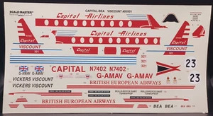Glencoe Models | No. 05501 | 1:96 Vickers Viscount Capital Airlines Decals - Picture 1 of 1
