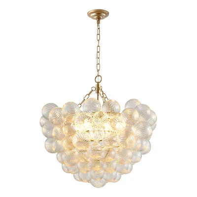6 Lights Chandelier Bubble Ball Shade Ceiling Lantern LED Fixture Pendant Lamp - Image 1 of 4