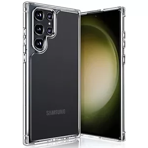 Samsung Galaxy S23 Ultra Premium Slim Crystal Clear TPU Gel Back Case by MEZON - Picture 1 of 7