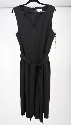 Calvin Klein Romper Womens 16 Black Belted Sleeveless Jumpsuit Wide Leg 13"L New - Image 1 of 4