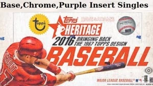 2016 Heritage Base, Minor, Purple, Refractors, Chrome and Insert Singles - Picture 1 of 203