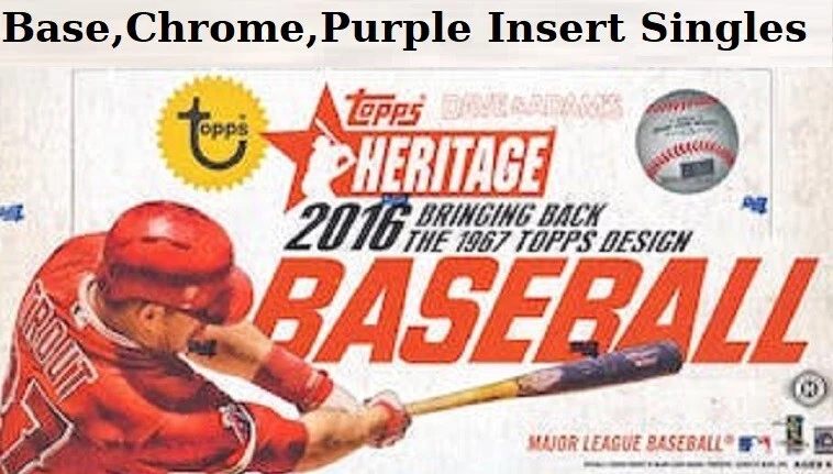 2016 Heritage Base, Minor, Purple, Refractors, Chrome and Insert Singles - Image 1 of 1