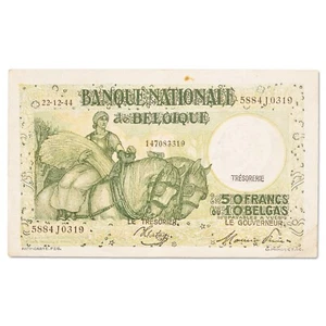Belgique - billet 50 francs ou 10 belgas 1944 - émission du 22/12/1944 TTB P.106 - Imagen 1 de 2