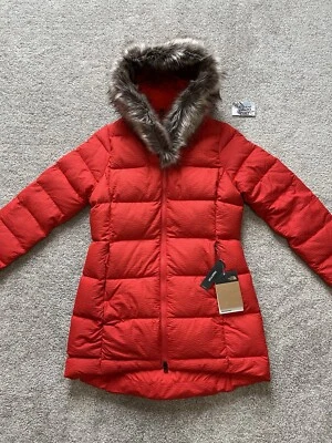 New North Face Dreamer Parkina Parka Red Jacket Fur Hoodie Winter Womens Small S - Image 1 of 4