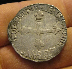 France - 1583-T Silver 1/4 Ecu (Henry III) - Picture 1 of 2