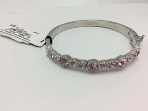 $58 Givenchy Silver tone Clear Crystal Bangle  Bracelet #64 GB - Picture 1 of 6