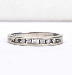 Estate 10K White Gold Split Band Ring Channel Set with 7 Diamonds - VR - Picture 1 of 8