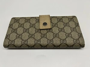Gucci Coated Canvas Signature Tan continental long bifold wallet - Picture 1 of 9