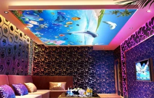 3D Bird Fish Dolphin 7 Ceiling Wall Paper Print Wall Indoor Wall Murals CA Lemon - Picture 1 of 5