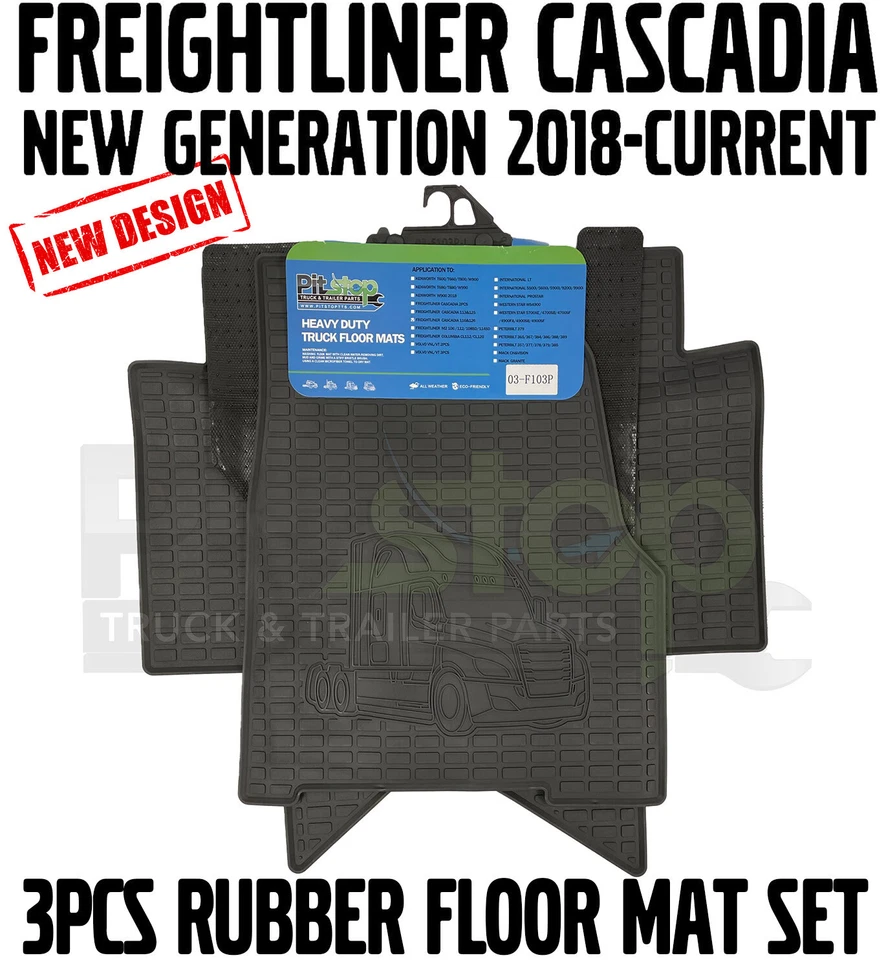 Freightliner Cascadia NEW Gen 2018-2021 All Weather Rubber Floor Mats MAT Liners - Image 1 of 4