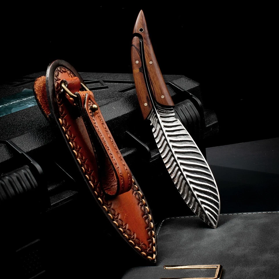 Damascus Steel Fixed Blade Knife  Collectible Knives Fixed Blade Knife Full Tang - Image 1 of 4