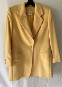 Vintage ESCADA Yellow Cashmere Blend Blazer Jacket Sz 36 - Picture 1 of 8