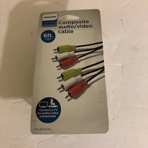 Composite Video And Stereo Audio Cable, 6ft New In Box - Picture 1 of 6