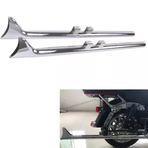 42" Fishtail Exhaust Pipe Slip Ons for Harley Touring Road King 1995-2016 Chrome - Picture 1 of 12