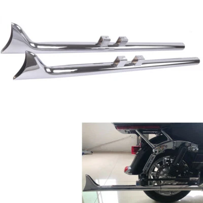 42" Fishtail Exhaust Pipe Slip Ons for Harley Touring Road King 1995-2016 Chrome - Image 1 of 4