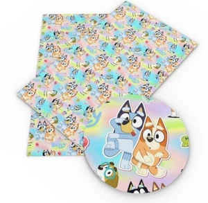 Bluey FAUX LEATHER ROLL 12" x 55" WHOLESALE cartoon movie dog SMOOTH TEXTURE - Picture 1 of 1
