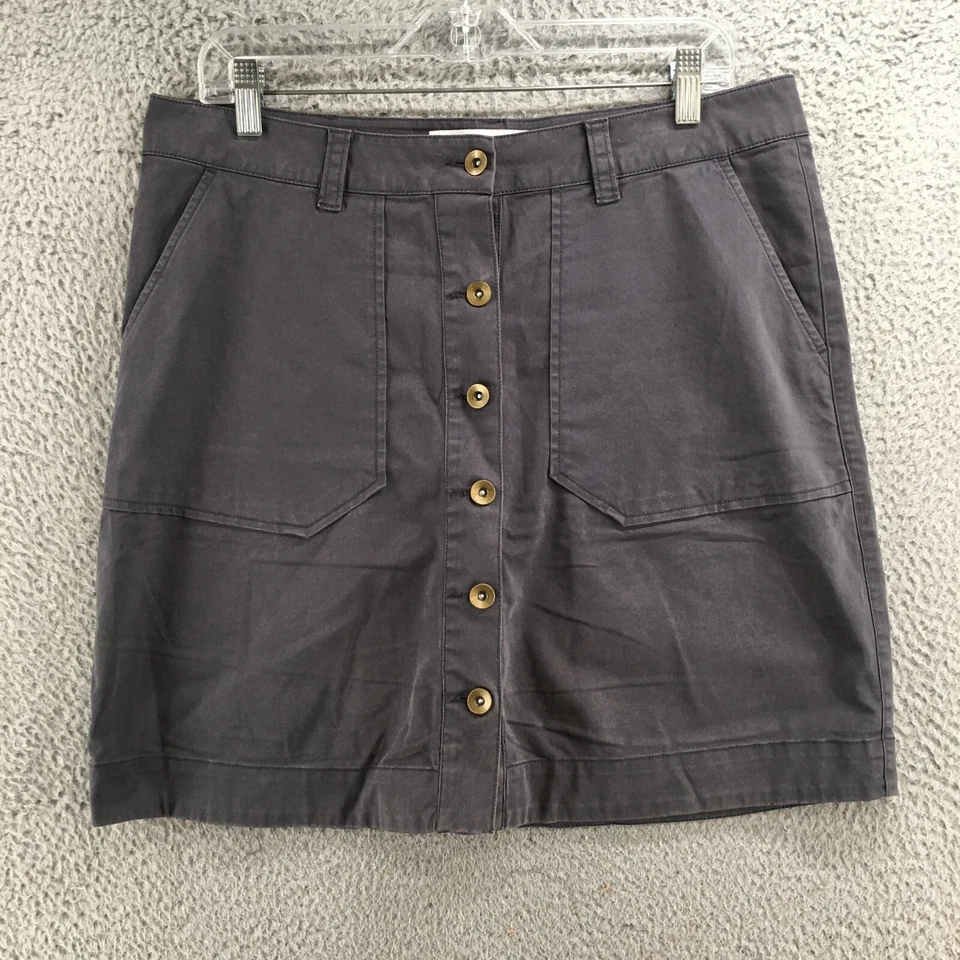 Carve Designs A-Line Mini Skirt Womens 12 Gray Cotton Blend Button Front Casual Foto 1 de 4