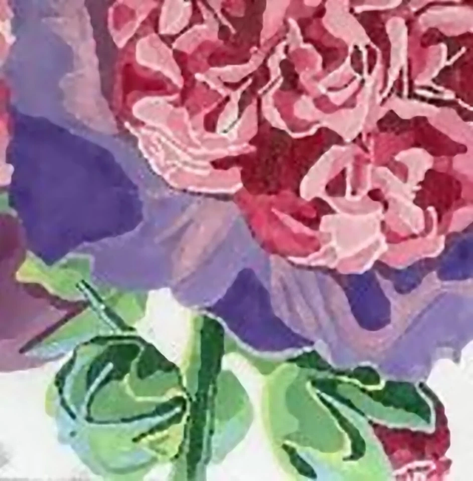 Needlepoint Handpainted Jean Smith Powder Puff Hollyhock 14x14 - Image 1 of 4