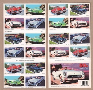 US #3935b MNH Booklet 2005 Sporty Cars Ford Thunderbird [P1111 BC209] - Picture 1 of 1