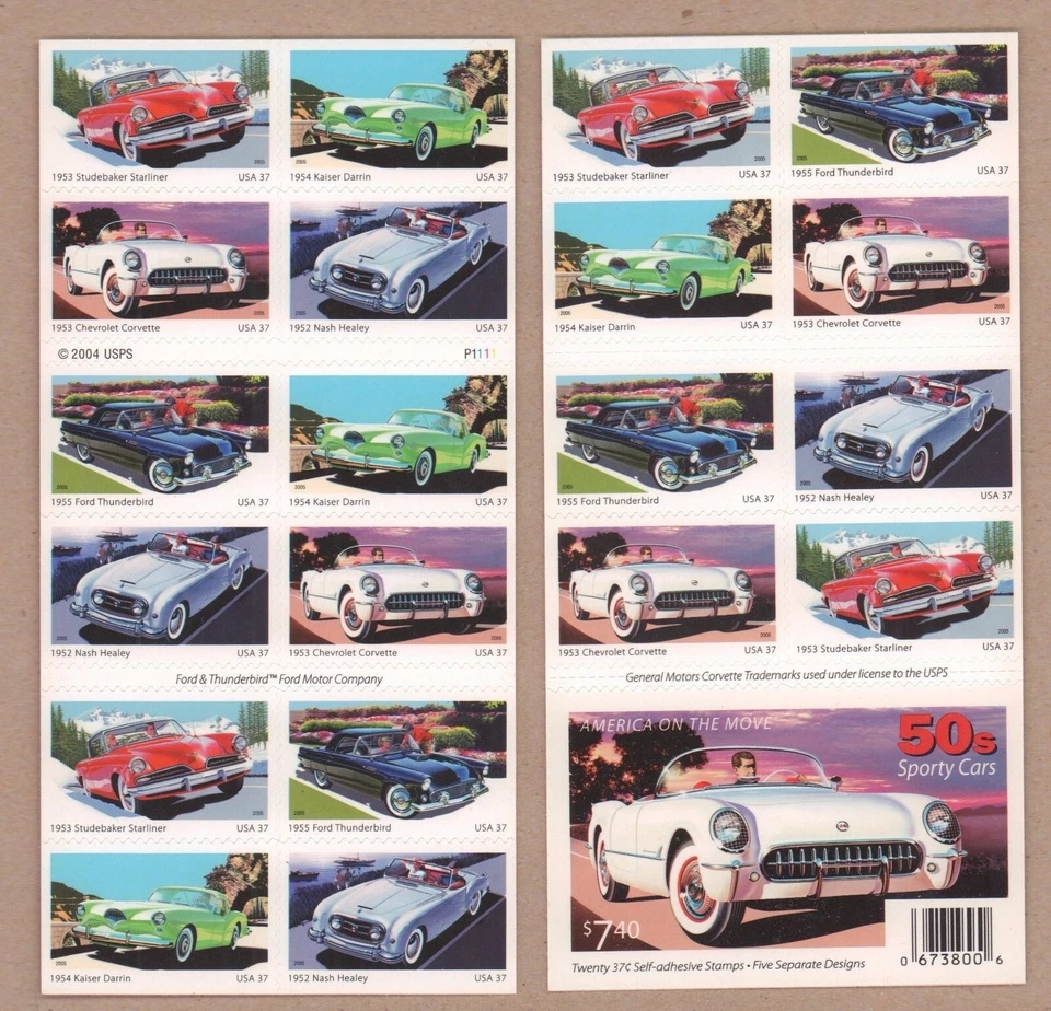 US #3935b MNH Booklet 2005 Chevrolet Chevy Corvette Nash Healey [P1111 BC209] - Image 1 of 1
