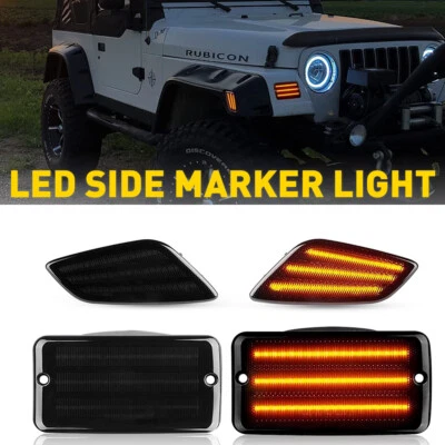 For 1997-2006 Jeep Wrangler TJ Smoke Bumper Fender Signal Side Marker Lights New - Image 1 of 4