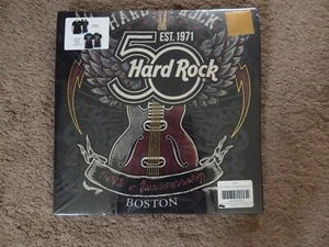 HARD ROCK CAFE BOSTON 50TH ANNIVERSARY BLACK ALBUM BLACK T-SHIRT SEALED IN PKG - Picture 1 of 11