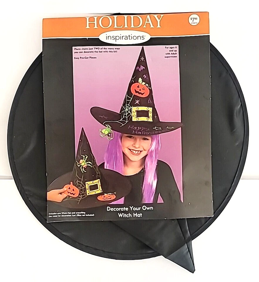 Child's Black Witch Hat Halloween Costume Dress Up Ages 6+ 16" (Hat ONLY) - Image 1 of 3