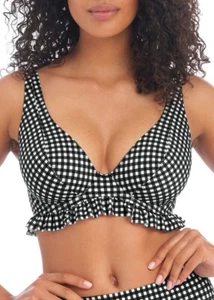 Freya Check In High Apex Bikini Top Monochrome £42 J-Hook Size 36F - Picture 1 of 5