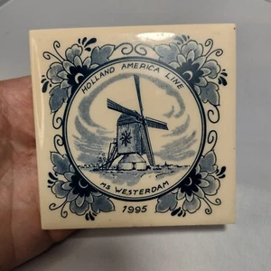 MS WESTERDAM TILE HOLLAND AMERICAN LINE 4x4 1995  WINDMILL CREME COLOR - Picture 1 of 5