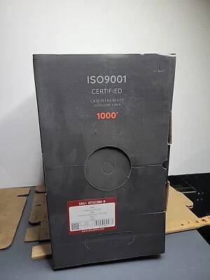 Cat6 Plenum 1000ft Bulk 550 Mhz Ethernet CMP 23 AWG Cable White Ez-pull Box - Image 1 of 3