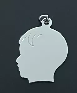 Vintage Sterling Silver Charm Blank Engravable Silhouette Face Head Boy A.J.C Co - Picture 1 of 5