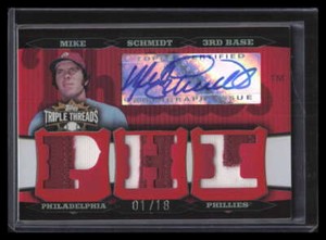 2006 Topps Triple Threads Relic Autographs 83 Mike Schmidt Patch Auto 1/18