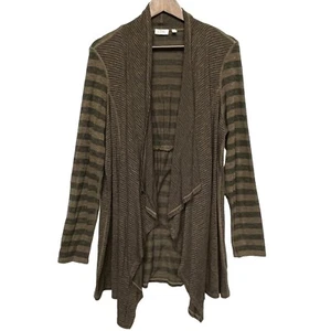 LOGO Lori Goldstein Open-Front Waterfall Cardigan Sweater Women Size M Brown - Picture 1 of 11