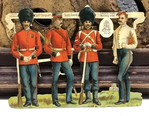 Die Cut Set 4 Private Staff Sergeant Scots Guard Corp Marching Raphael Tuck L9 - Picture 1 of 5
