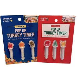 Set of 2 Pop Up Turkey Timers 3 pks Gourmet Club Christmas Thanksgiving Dinner - Picture 1 of 2