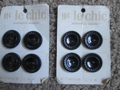Vintage 8 black plastic corn flower buttons 7/8” - Image 1 of 2