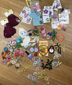 Bulk Lot Vintage Iron-on, Sew-on Patches, Tassels, Trims - Vintage Craft - Picture 1 of 15